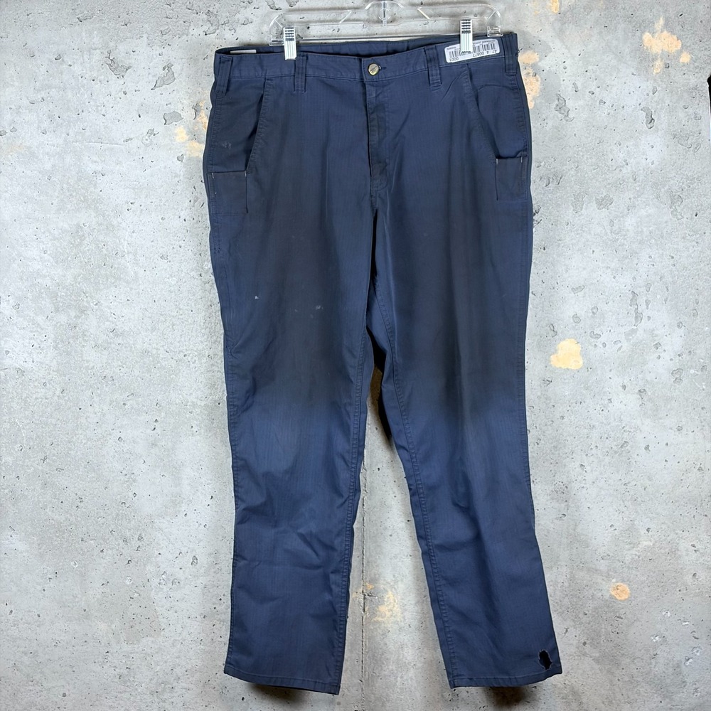 Carhartt Ripstop Utility Work Pants Mens 36x30 Blue Cargo Relaxed Fit 100607